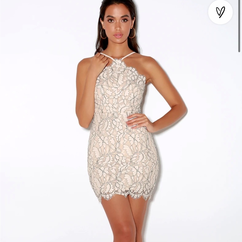Lulus floral appliqué halter dress